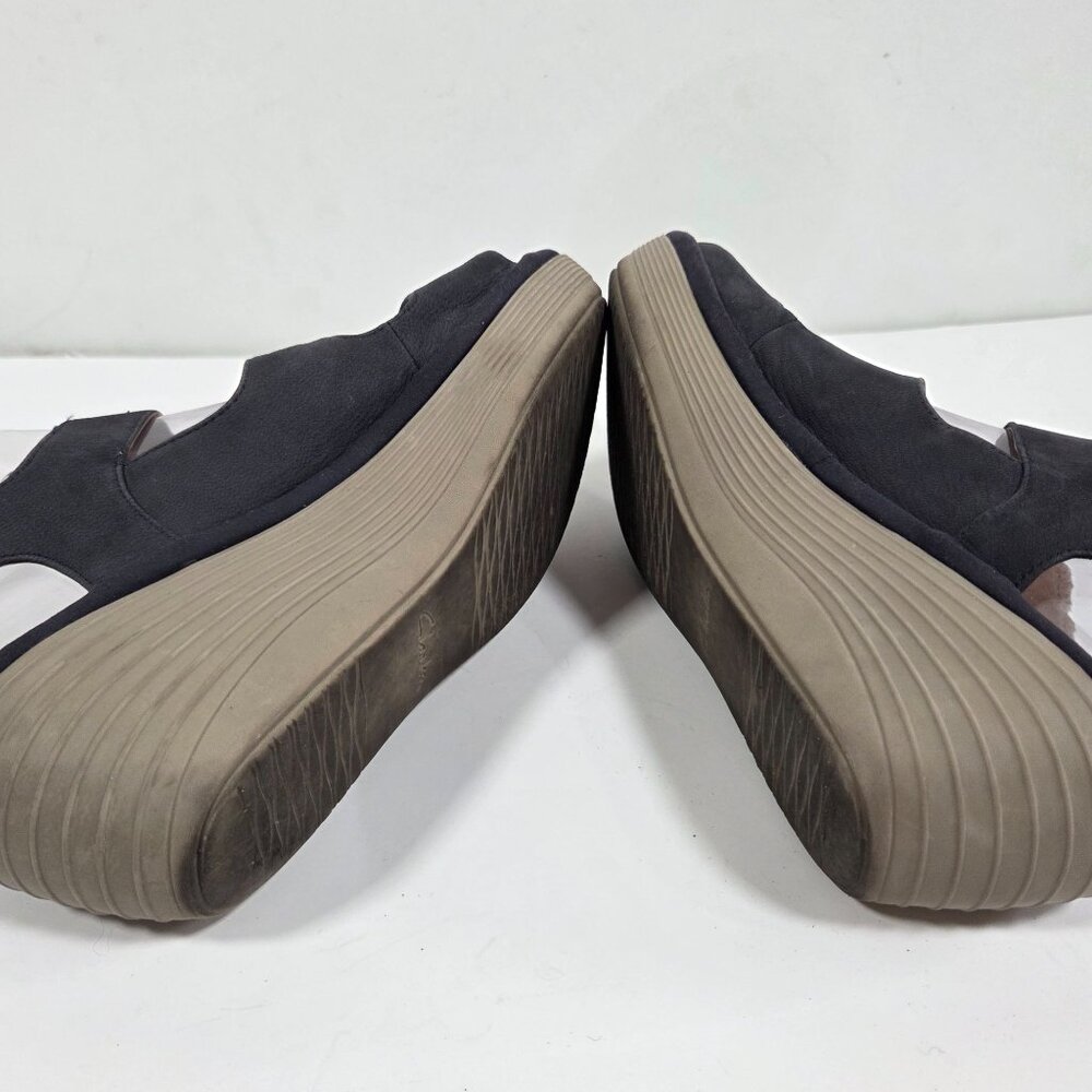 Clarks Collection Reedly Juno Wedge Sandals Black Women's Size 8 Comfort Cushion - Picture 5 of 7